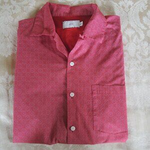 Onia Red & White Circle Dot Print Short Sleeve Button Shirt M